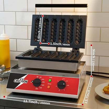 CROSSON Commercial 6PCS Waffle Stick Maker, Non-Stick Triple-Layer Coating Corn - Image 6