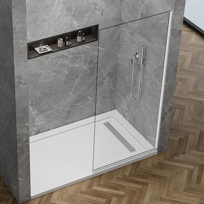 35"x74" Semi-Framed Shower Screen, Single Fixed Shower Glass Panel - Image 9