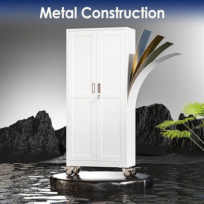 75" H Metal Garage Storage Cabinet, Rolling Tool Cabinet - Image 3