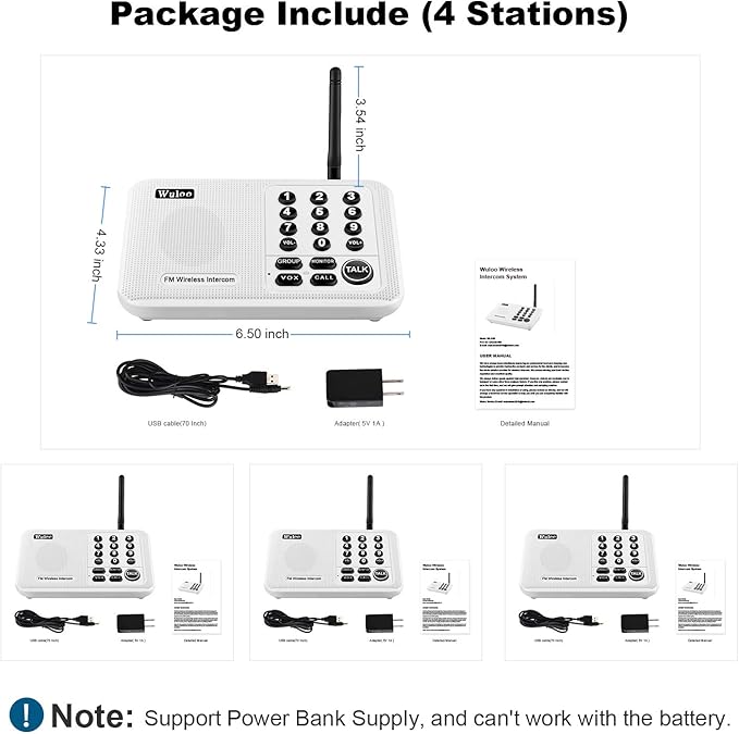 Wuloo Intercoms Wireless for Home 5280 Feet Range 10 Channel 3 Code, Wireless - Image 7