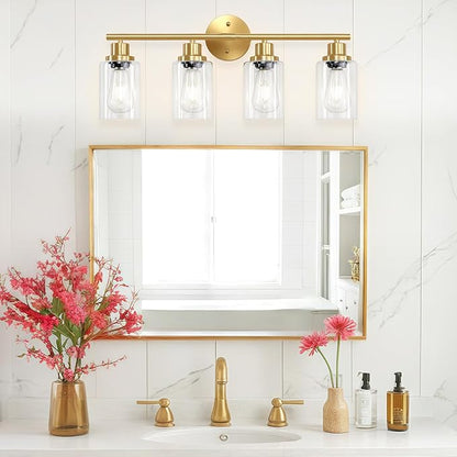 Guliaofo 4-Light Gold Bathroom Light Fixtures, E26 Modern Vanity Lights - Image 6