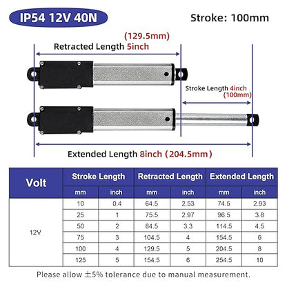 4 Inch 9lbs Mini Stroke 12V Electric Linear Actuator 0.6"/sec Linear Motion - Image 2