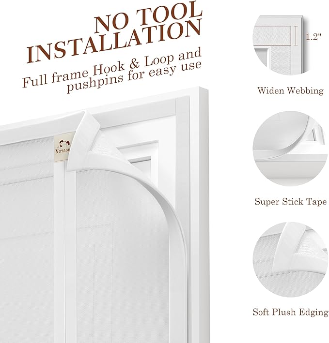 Yotache White Reversible Left Right Side Opening Tall Magnetic Screen Door Fits - Image 7