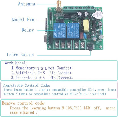 Motor Wireless Remote Control Switch AC 85V 110V 220V 250V 10A High Power Door - Image 4