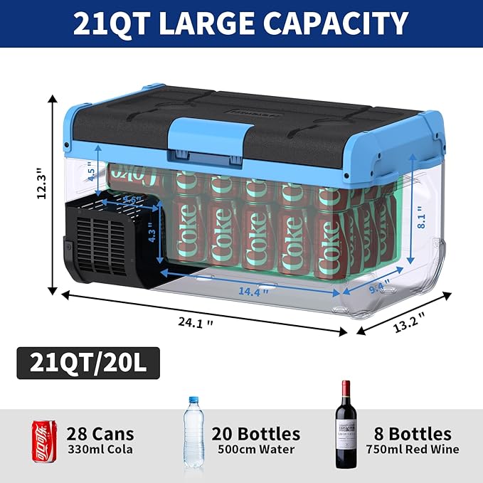 20L Car Refrigerator Freezer, 21QT Single Zone Portable Fridge - Image 9