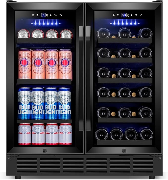 30'' Wine and Beverage Refrigerator, Upgrade Dual Zone Wine Cooler, 30 Inch by Velieta-SpecialistinFridge