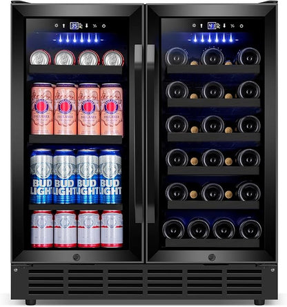 30'' Wine and Beverage Refrigerator, Upgrade Dual Zone Wine Cooler, 30 Inch by Velieta-SpecialistinFridge