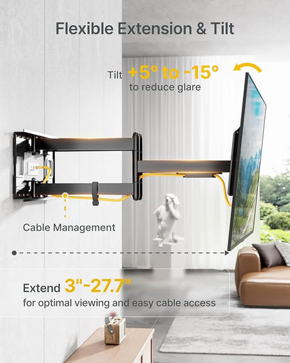 monTEK Heavy Duty XXL Full Motion TV Wall Mount - Image 4