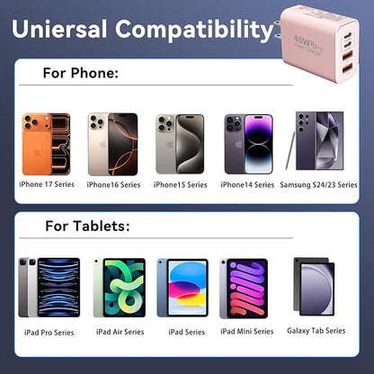 USB C Wall Fast Charger Block, 40W 4-Port Type C Chargers Fast Charging Blocks - Image 4