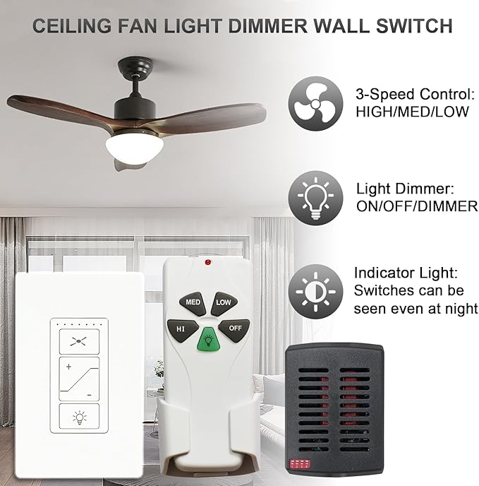 Humpptom Fan Remote Control Kit, 53T Small Size Receiver Ceiling Fan Remote - Image 2