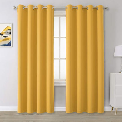 DUALIFE Yellow Curtains 84 Inches Long Blackout Curtain Panels - Image 2
