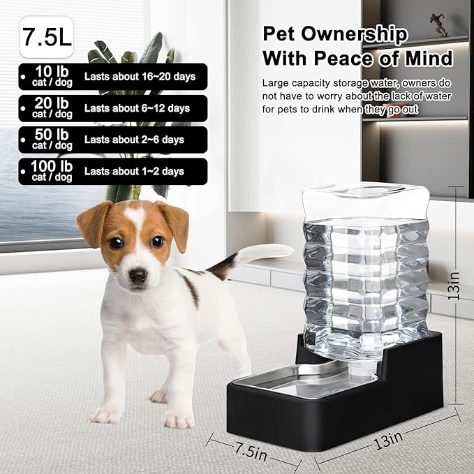 RIZZARI Stainless Steel Pet Water Feeder: 8L Gravity Waterer, Leak-Proof Auto - Image 2