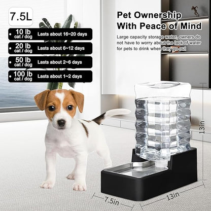 RIZZARI Stainless Steel Pet Water Feeder: 8L Gravity Leak-Proof Auto Refill - Image 2