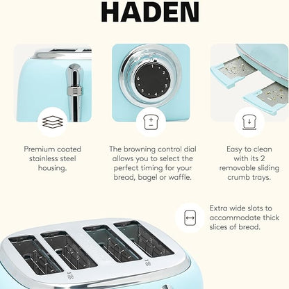 Haden Heritage 4 Slice Wide Slot Stainless Steel Toaster - Image 3