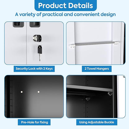 SUXXAN Broom Closet Storage Cabinet, Metal Cabinets - Image 7