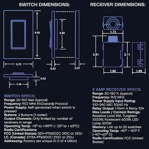 RunLessWire 3-Way Battery-Free DIY Wireless Light Switch Kit 150ft RF Range - Image 8