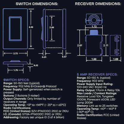 RunLessWire 2 Fixture Battery-Free DIY Kinetic Wireless Light Switch Kit 150ft - Image 8