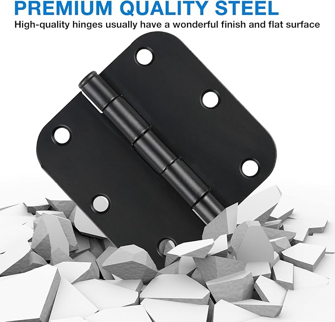 90 Pack Rounded Matte Black Door Hinges 3.5 Inch 5/8" Radius - Image 5