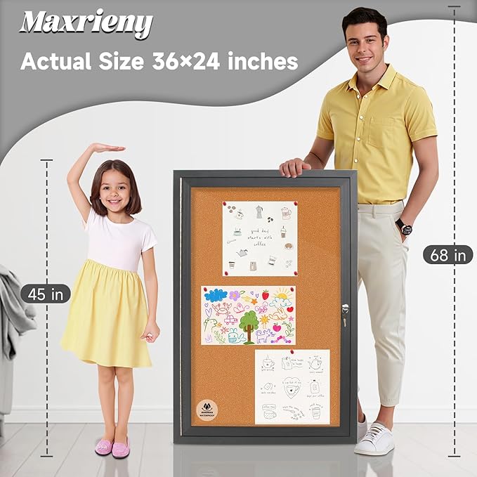 Enclosed Bulletin Board, Outdoor Weatherproof Cork Noticeboard - Image 4
