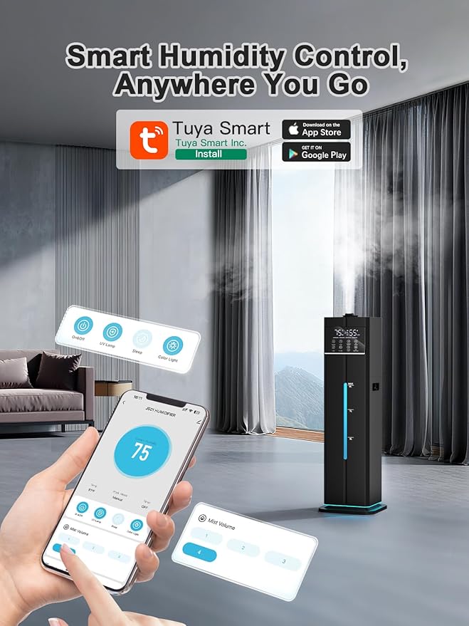 Zeova 9L/2.4Gal Smart Cool Mist Humidifier, Top Fill Quiet Humidifier Large Room - Image 2