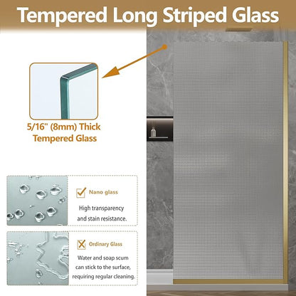 36"x76" Fixed Glass Shower Door, Square Pattern Textured Privacy 5/16" Thick - Image 5