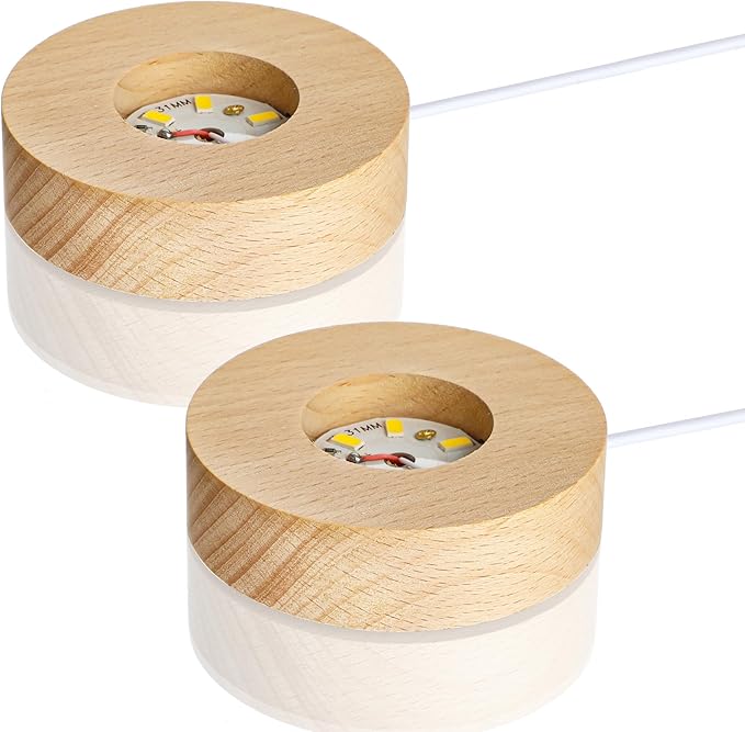 ZEERSHEE 2Pcs Led Wood Display Stand by ForCrystalLovers