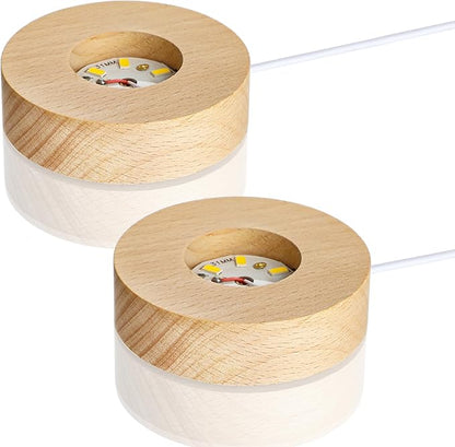 ZEERSHEE 2Pcs Led Wood Display Stand by ForCrystalLovers