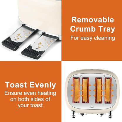 CUSIMAX Toaster 4 Slice, Retro Toaster - Image 6