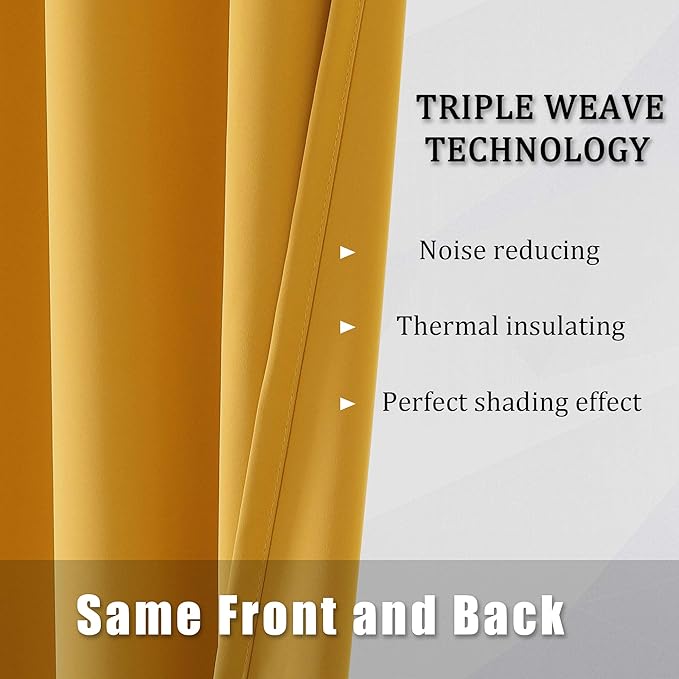 DUALIFE Yellow Blackout Curtains - Image 5