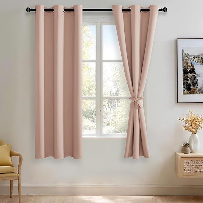 JIUZHEN Blush Pink Blackout Curtains by JIUZHEN