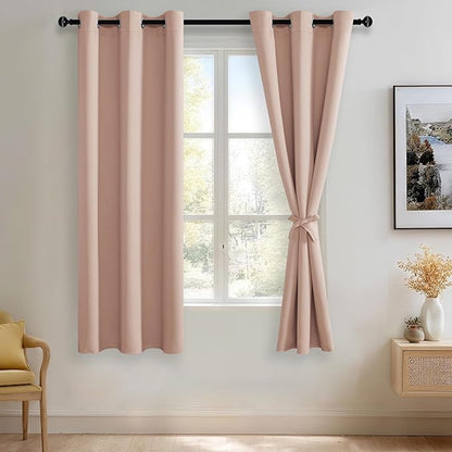 JIUZHEN Blackout Curtains with Tiebacks by JIUZHEN
