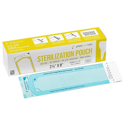 200 2.25 x 9 Sterilization Pouches, Sterilizer Autoclave Bags by PlastCareUSA