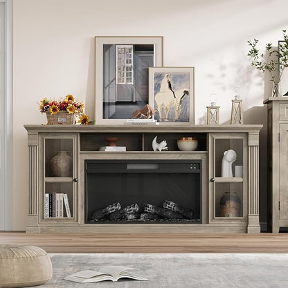 Farmhouse Fireplace TV Stand Up to 80" TVs, Media Console - Image 8