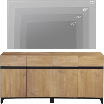 WAMPAT Modern TV Stand for TVs up to 70 inch, 2 in 1 Entertainment Center TV - Image 4