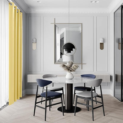 DWCN Light Yellow Curtains for Living Room, Thermal Room Darkening Curtains for - Image 3