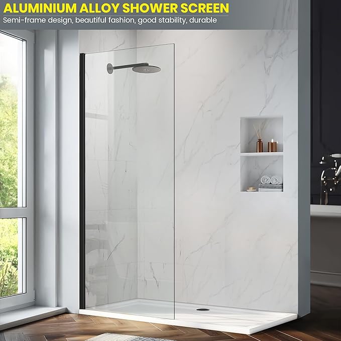 Bathroom Shower Glass Door Panel, 5/16" Thick Clear Tempered Glass Door Screen - Image 2