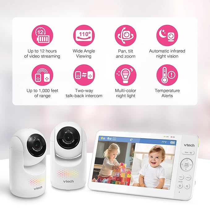 VTech Advanced HQ Max Twin 7" Digital Video 2-Cameras Baby Monitor - Image 2