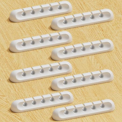 USB Cable Organizer Clips Cord Holder, 8 Packs White Self Adhesive Desk Cord by Apromisith