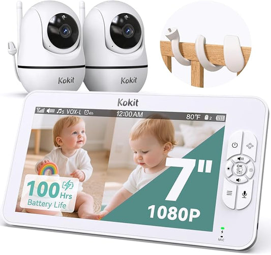 7" 1080P Full HD Split-Screen Baby Monitor, 100 Hrs 5000mAh Battery Runs 4 Days by Kokit
