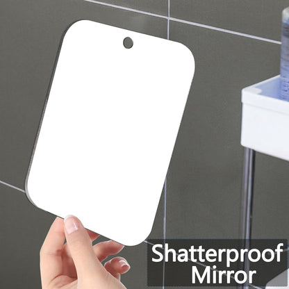 Thicken Shower Mirror Fogless for Shaving,(Medium 8.20x6.23 Inch) Anti Fog Shaving Mirror Holder NO-Drilling, No Fog Free Waterproof,Medium Wall Mounted Bathroom Accessories Camping Hanging Men