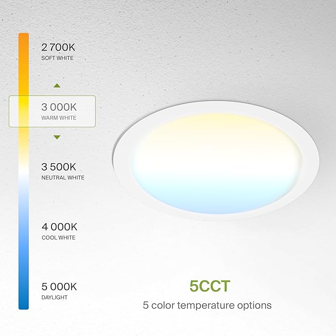 ASD 4 Pack 11/12 Inch LED Recessed Lighting 24W, 5 CCT 2700K-5000K CRI90+ - Image 6