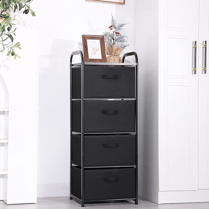 MAX Houser 4 Drawer Fabric Dresser Tall Storage Tower, Dresser Chest - Image 7