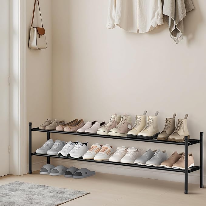 STORAGE MANIAC Long Expandable Shoe Rack, 12 Pairs Metal Wide Stackable Shoe - Image 7