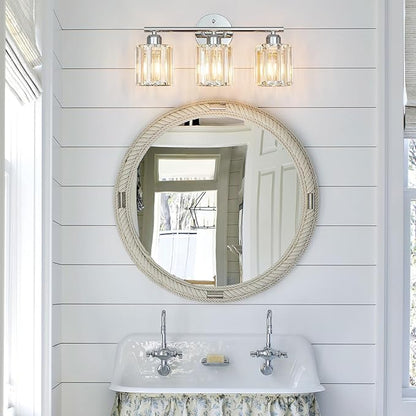 FDPBY Modern 3 Light Crystal Vanity Light, Chrome Vertical Bathroom Light - Image 7