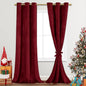 JIUZHEN Wine Red Velvet Curtains 96 inches Blackout Curtains by JIUZHEN