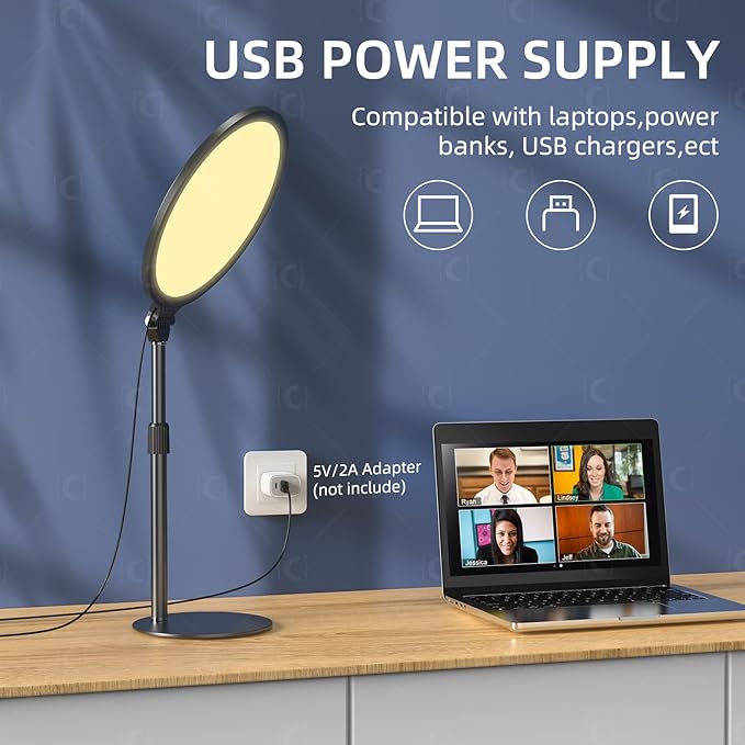 Anautin 10.5in LED Desk Ring Light, Video Conference Lighting - Image 5