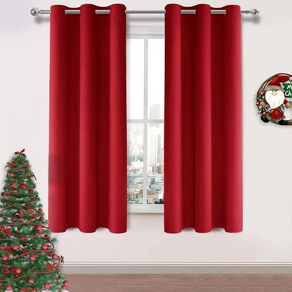 DWCN Red Curtains 72 Inch Length, Living Room Curtains Drapes by DWCN