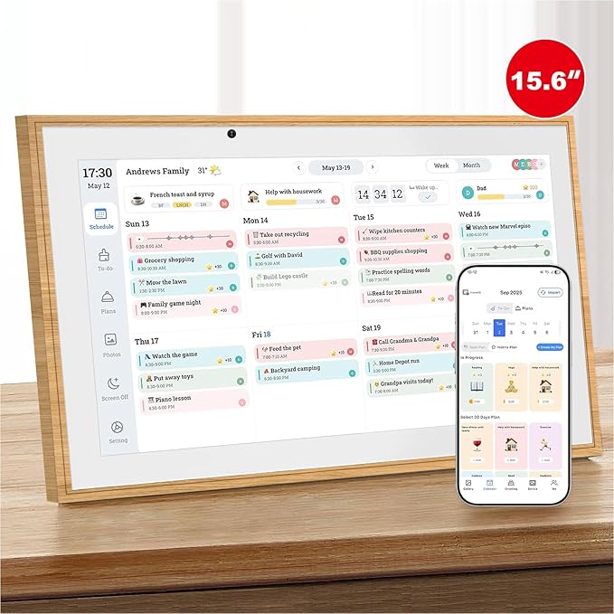 Digital Calendar, 15.6 Inch Wall Planner Electronic Calendar&Chore Chart by Unknown