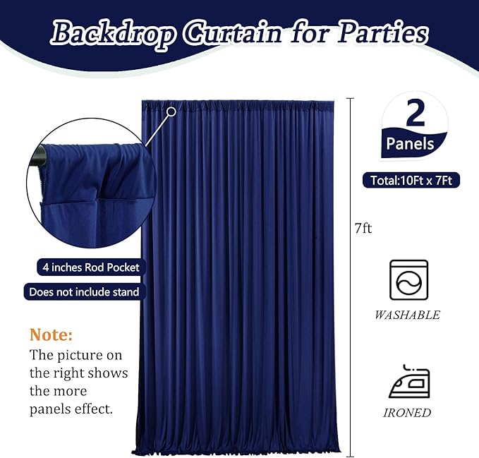 10 x 7 Feet Royal Blue Backdrop Curtain for Partie, Background Curtains for P...