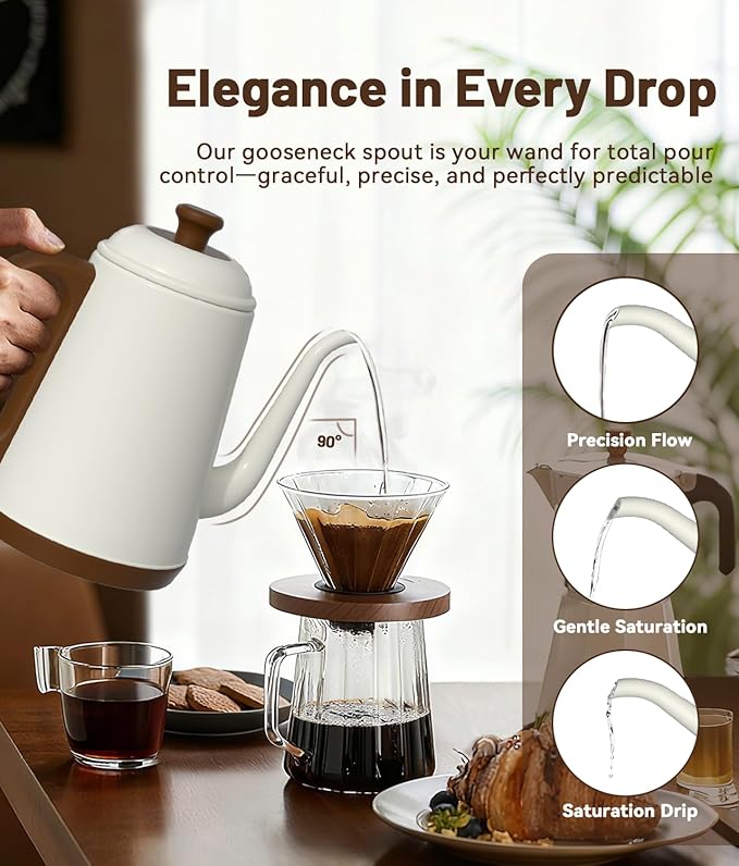 Gooseneck Electric Kettle, 1L Water Boiler, Pour Over Coffee & Tea, 1000W Fast - Image 2